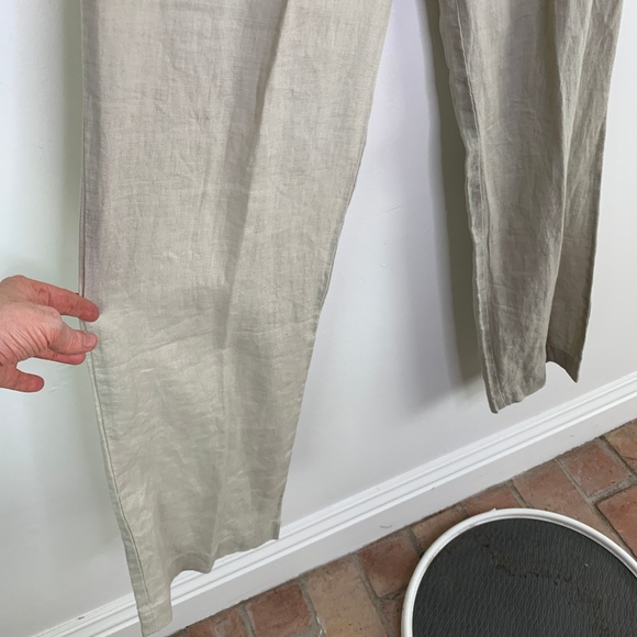 Natural Linen Pants draw string elastic wide leg lagenlook medium relaxed - Picture 4 of 11